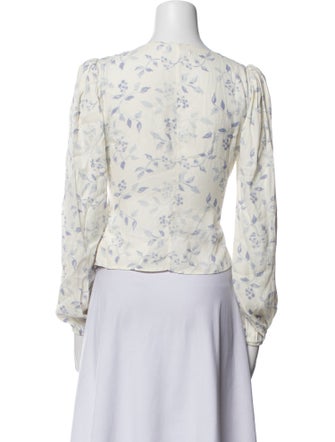 Reformation Printed V-Neck Blouse
