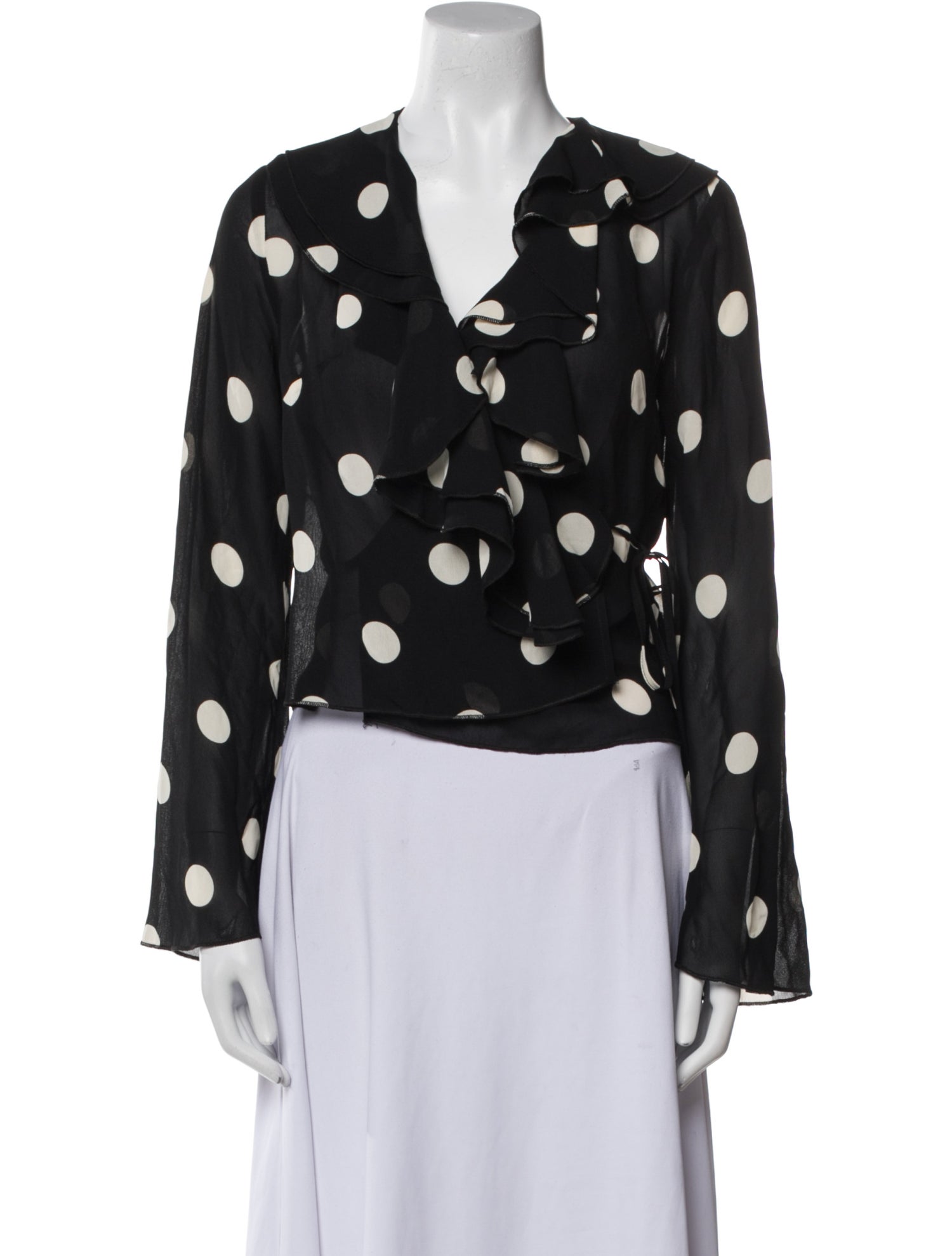 Reformation Polka Dot Print V-Neck Blouse