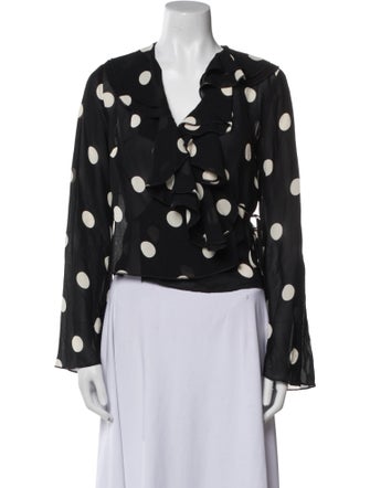 Reformation Polka Dot Print V-Neck Blouse