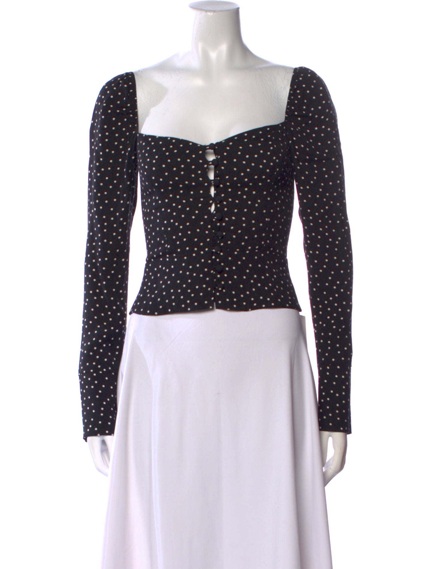 Reformation Polka Dot Print Square Neckline Crop Top