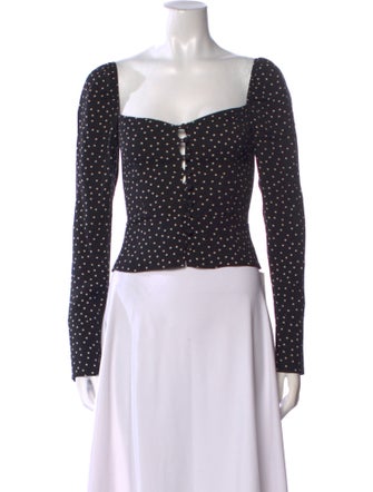 Reformation Polka Dot Print Square Neckline Crop Top