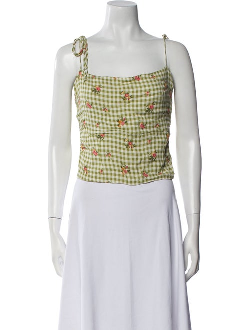 Reformation Plaid Print Square Neckline Crop Top