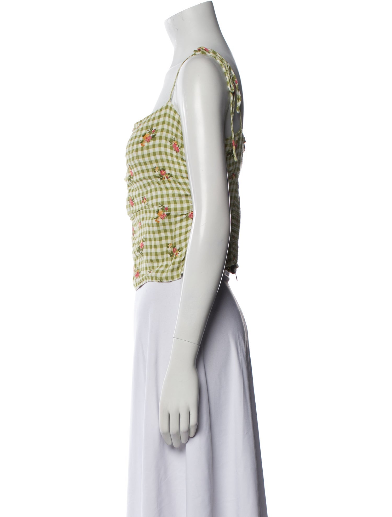 Reformation Plaid Print Square Neckline Crop Top