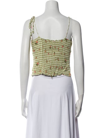 Reformation Plaid Print Square Neckline Crop Top