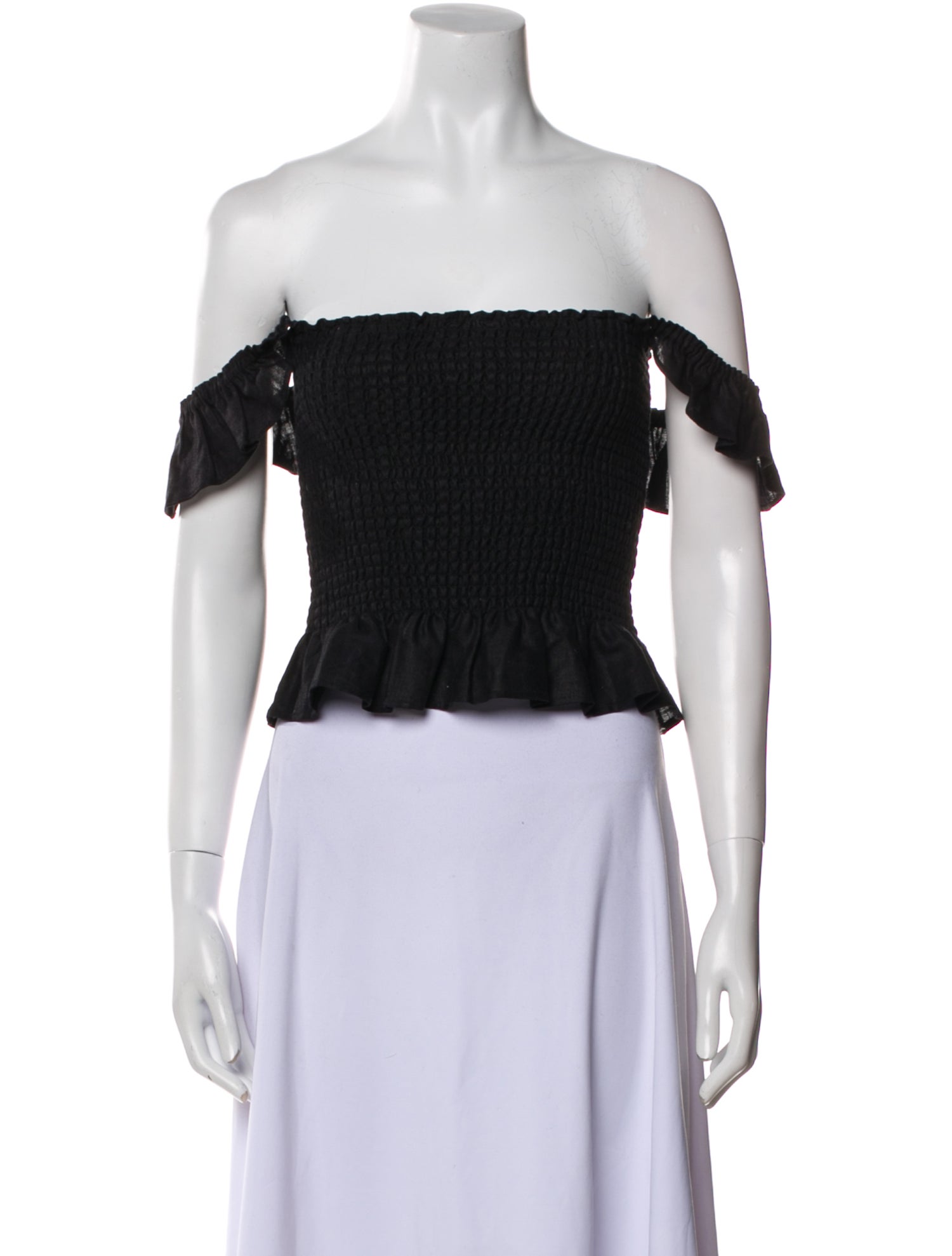 Reformation Linen Off-The-Shoulder Crop Top