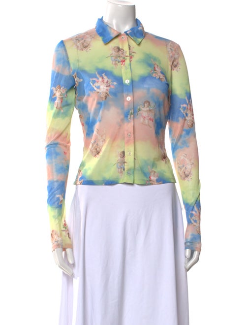 Reformation Printed Long Sleeve Button-Up Top