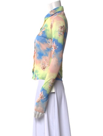 Reformation Printed Long Sleeve Button-Up Top