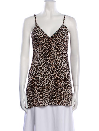 Reformation Animal Print V-Neck Top