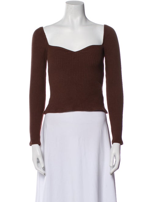 Reformation Square Neckline Long Sleeve Crop Top