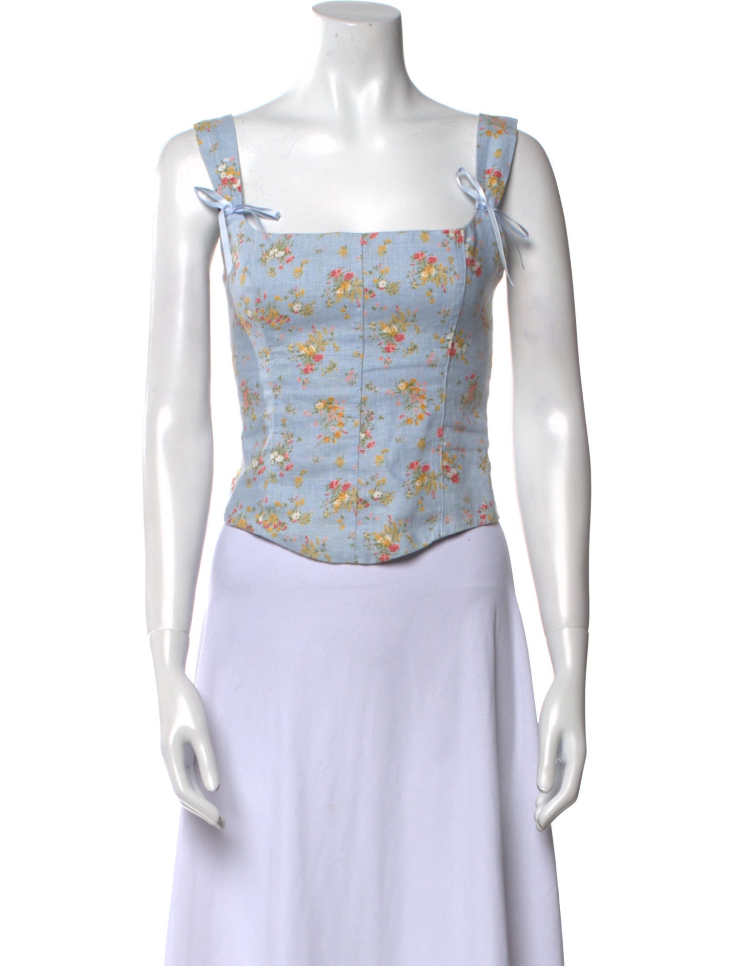 Reformation Linen Floral Print Crop Top