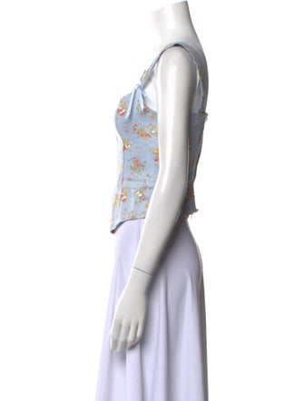 Reformation Linen Floral Print Crop Top