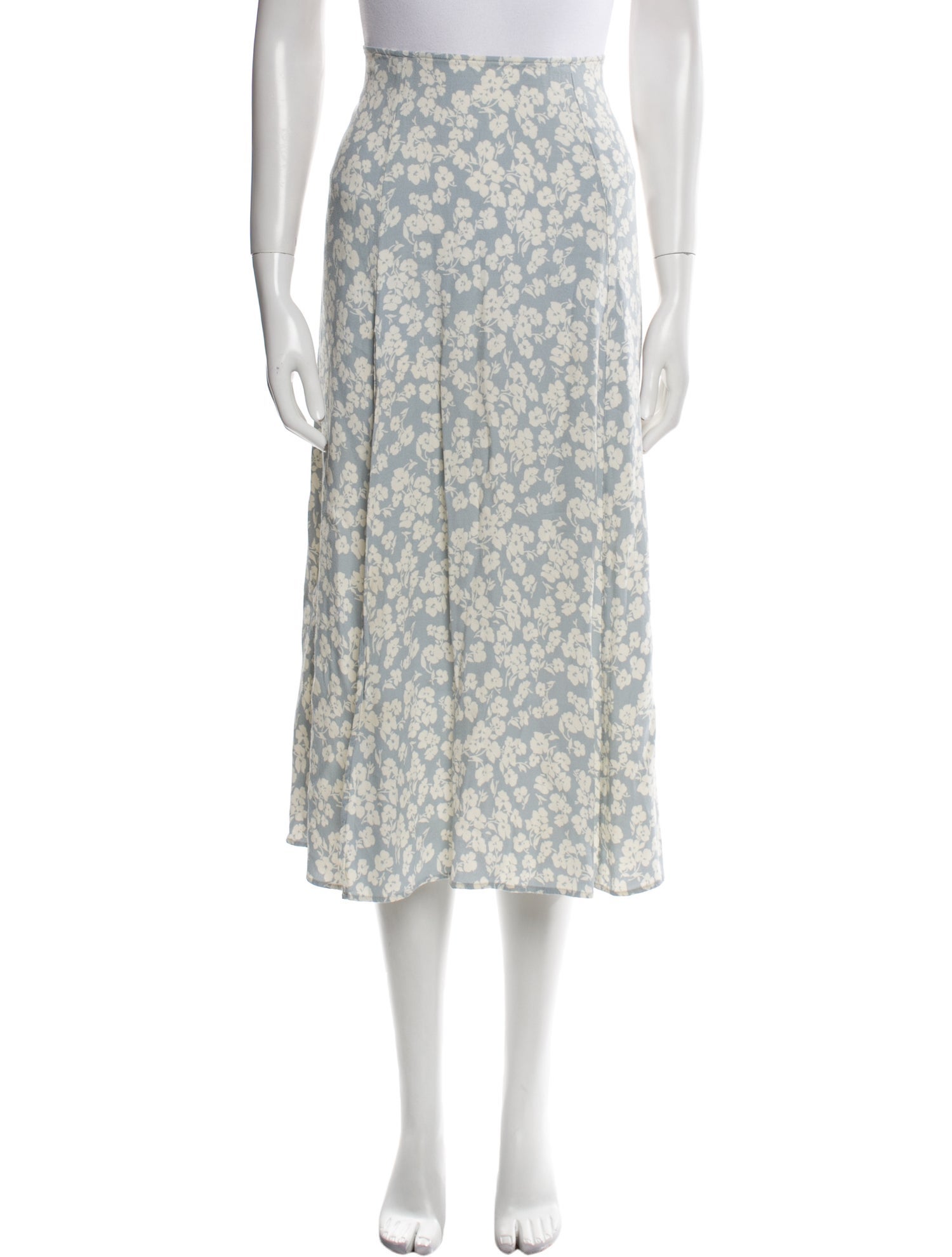 Reformation Floral Print Midi Length Skirt