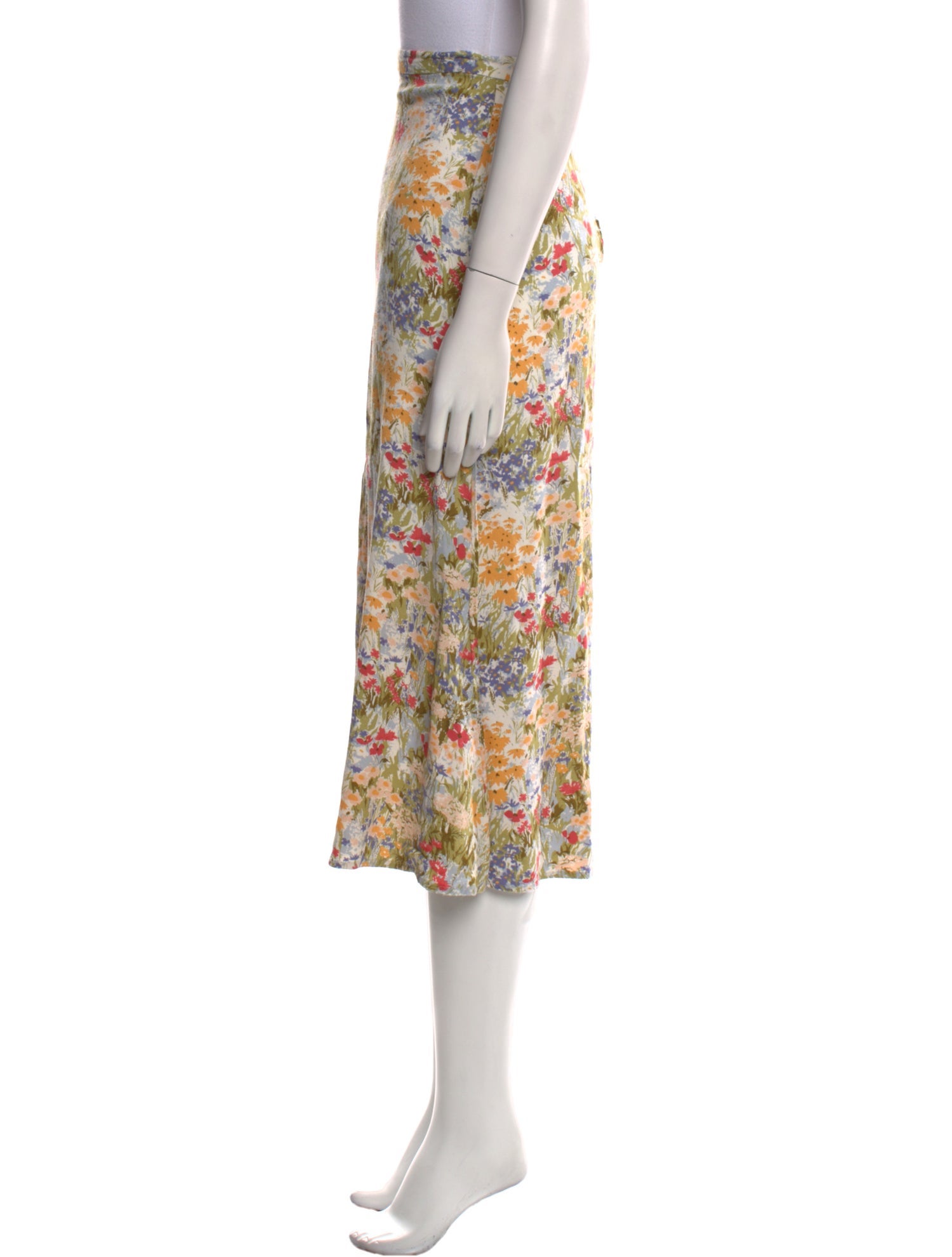 Reformation Floral Print Midi Length Skirt