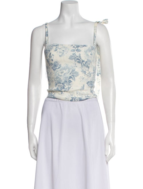 Reformation Floral Print Square Neckline Crop Top