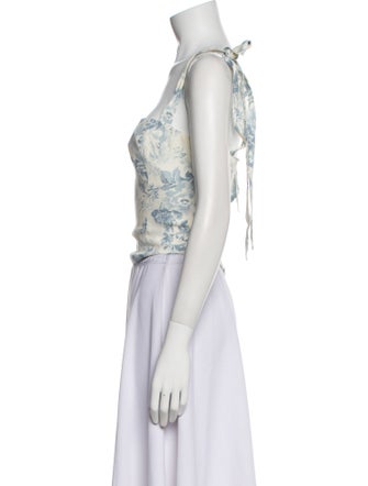 Reformation Floral Print Square Neckline Crop Top