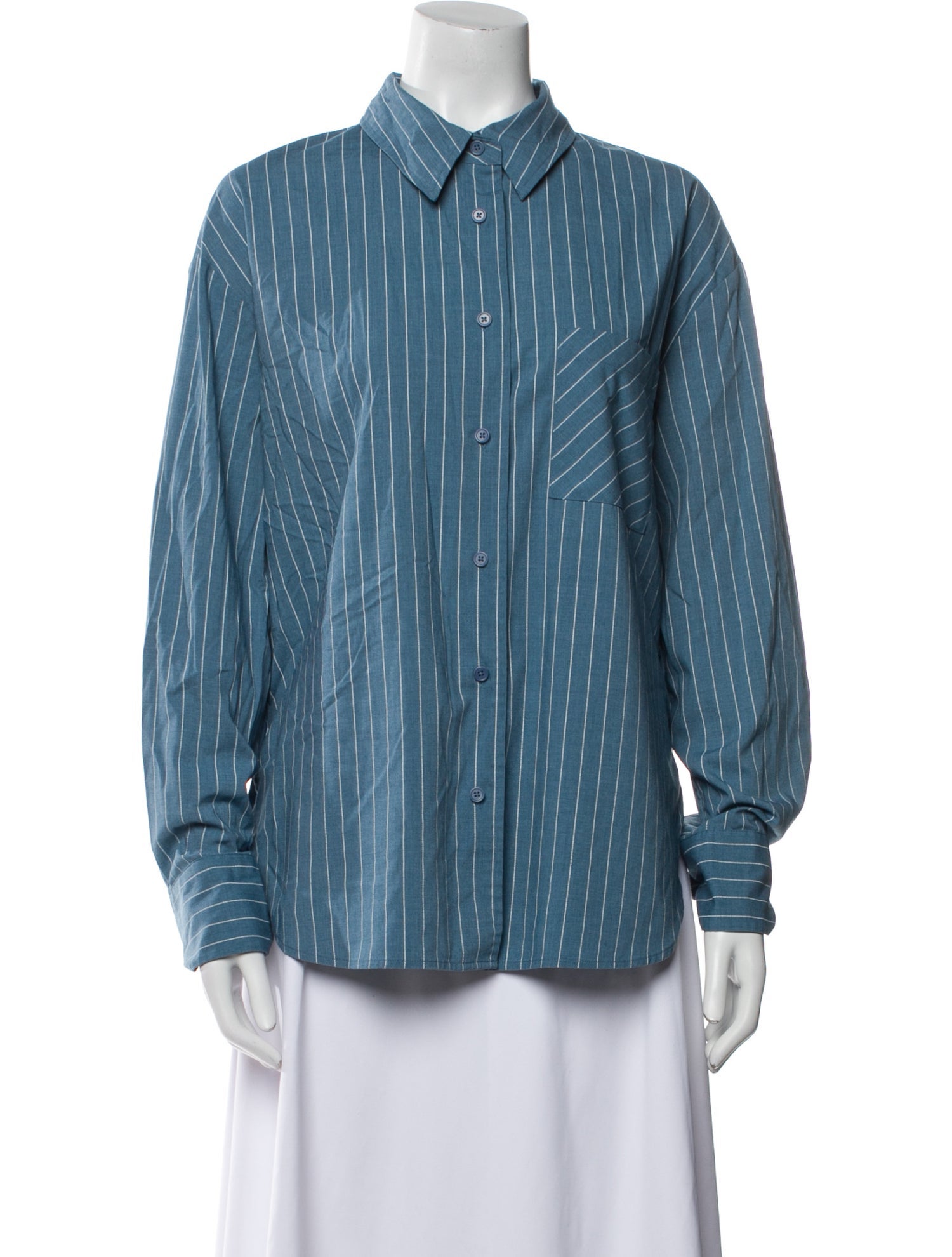 Reformation Striped Long Sleeve Button-Up Top
