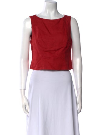 Reformation Linen Bateau Neckline Crop Top