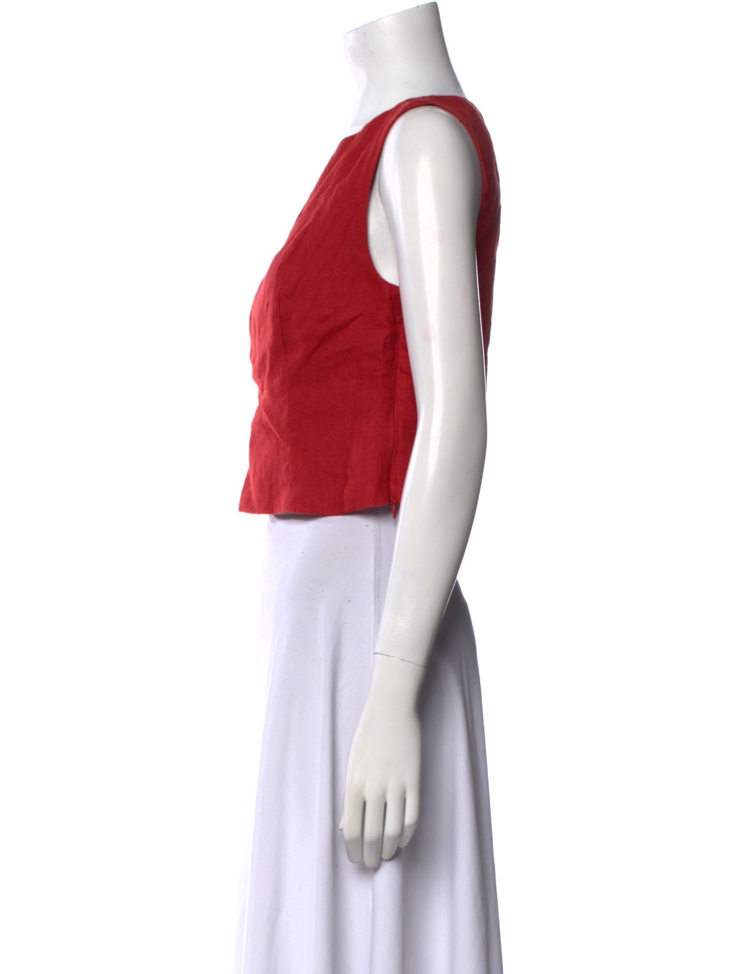 Reformation Linen Bateau Neckline Crop Top