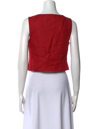 Reformation Linen Bateau Neckline Crop Top