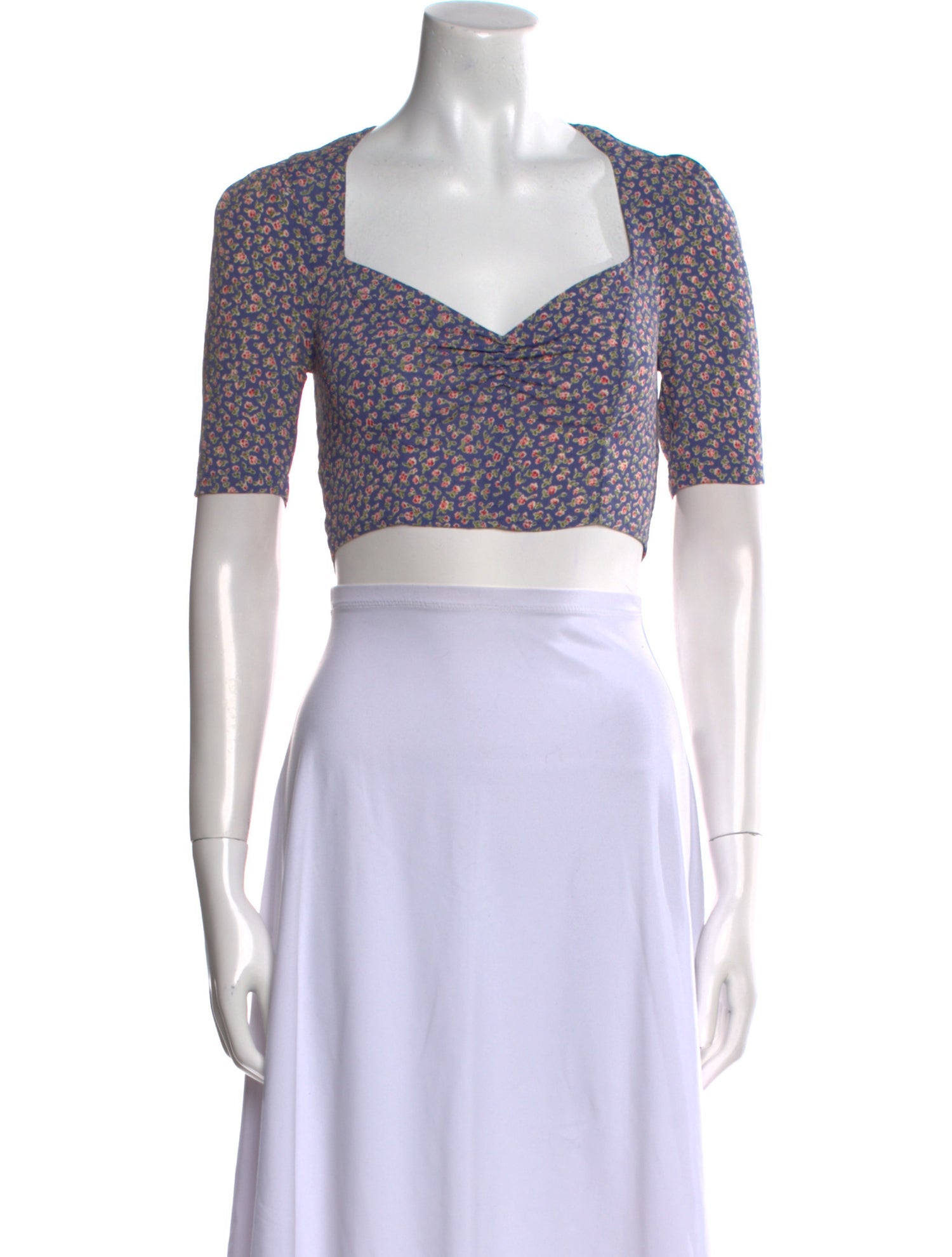 Reformation Floral Print Square Neckline Crop Top