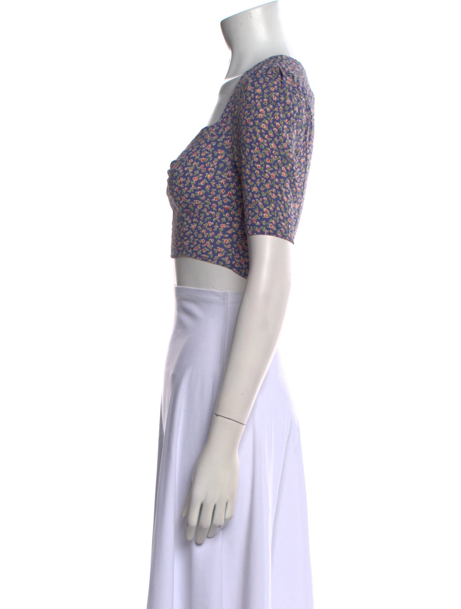 Reformation Floral Print Square Neckline Crop Top
