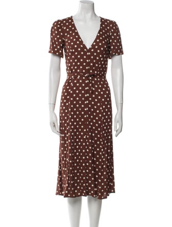 Reformation Polka Dot Print Midi Length Dress