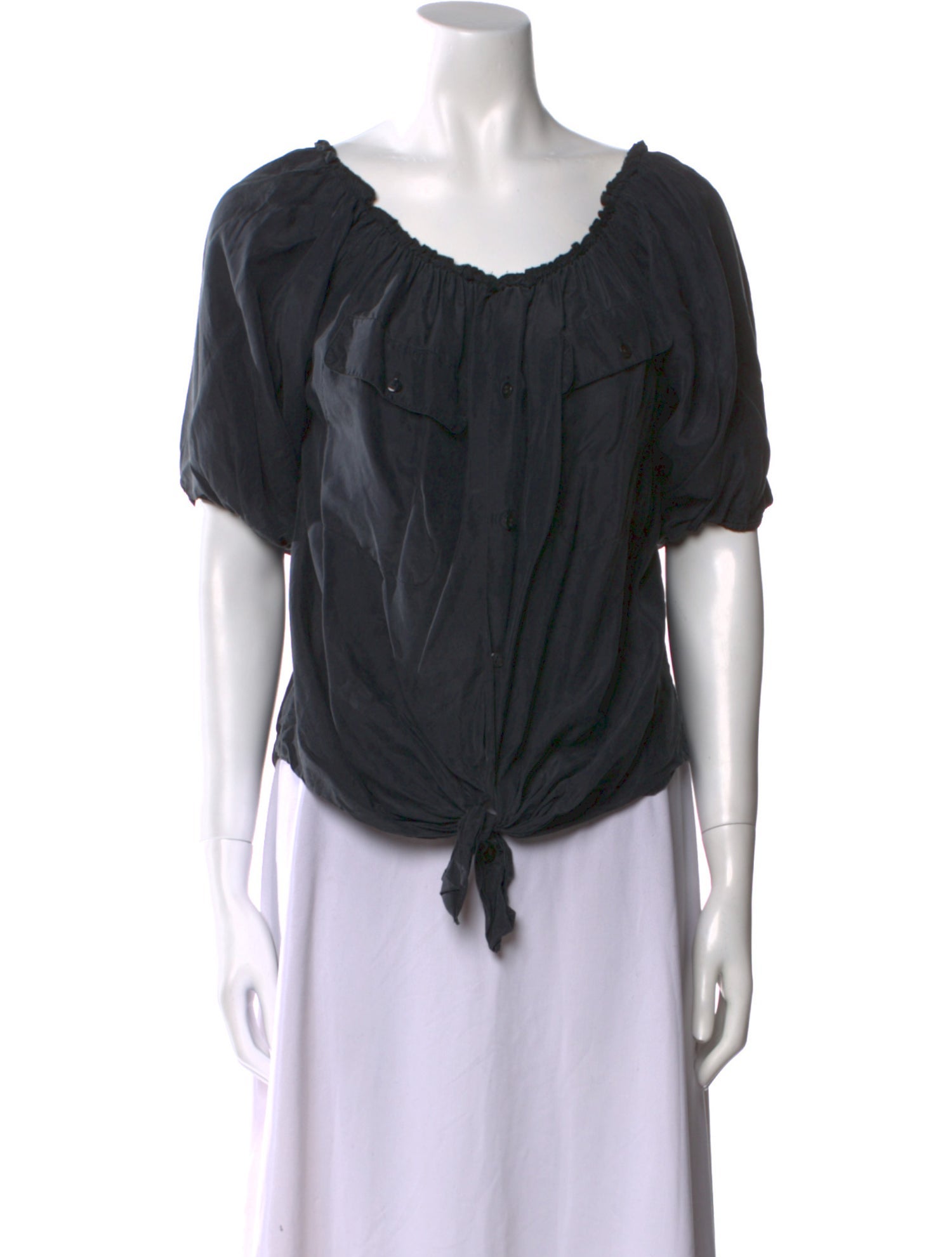 Reformation Scoop Neck Short Sleeve Blouse