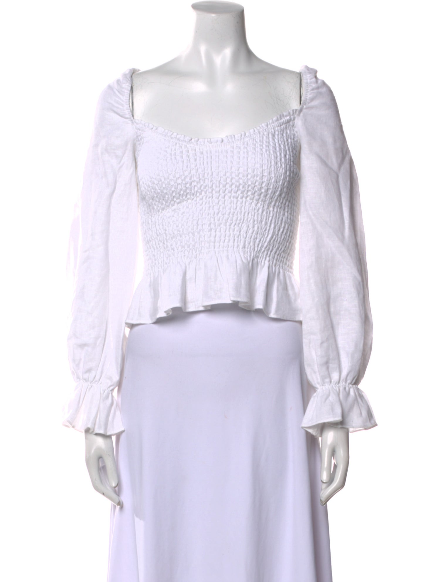 Reformation Linen Off-The-Shoulder Crop Top