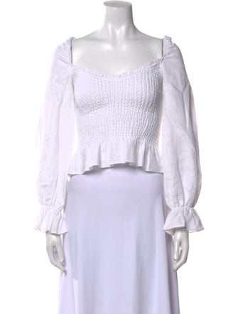 Reformation Linen Off-The-Shoulder Crop Top