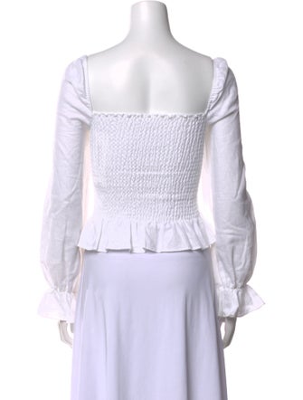 Reformation Linen Off-The-Shoulder Crop Top