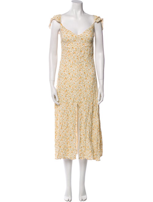 Reformation Floral Print Midi Length Dress