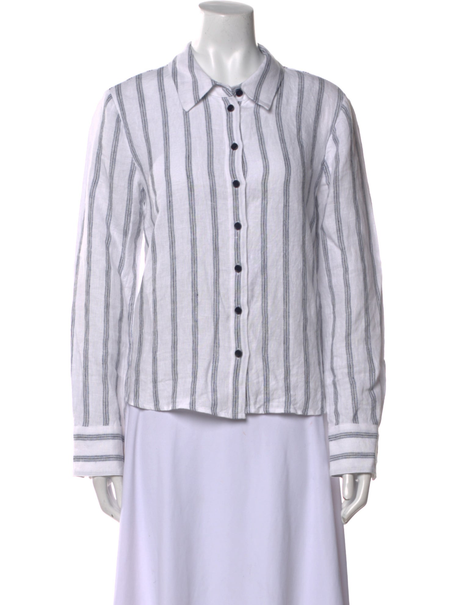 Reformation Linen Striped Button-Up Top