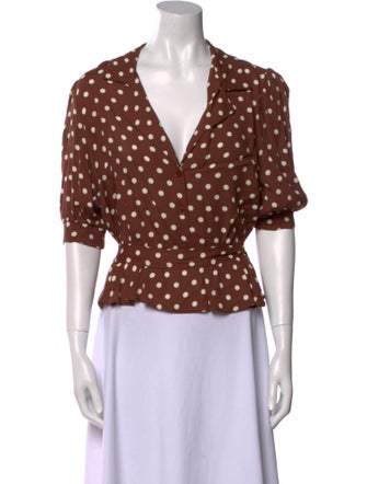 Reformation Polka Dot Print V-Neck Crop Top