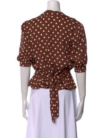 Reformation Polka Dot Print V-Neck Crop Top