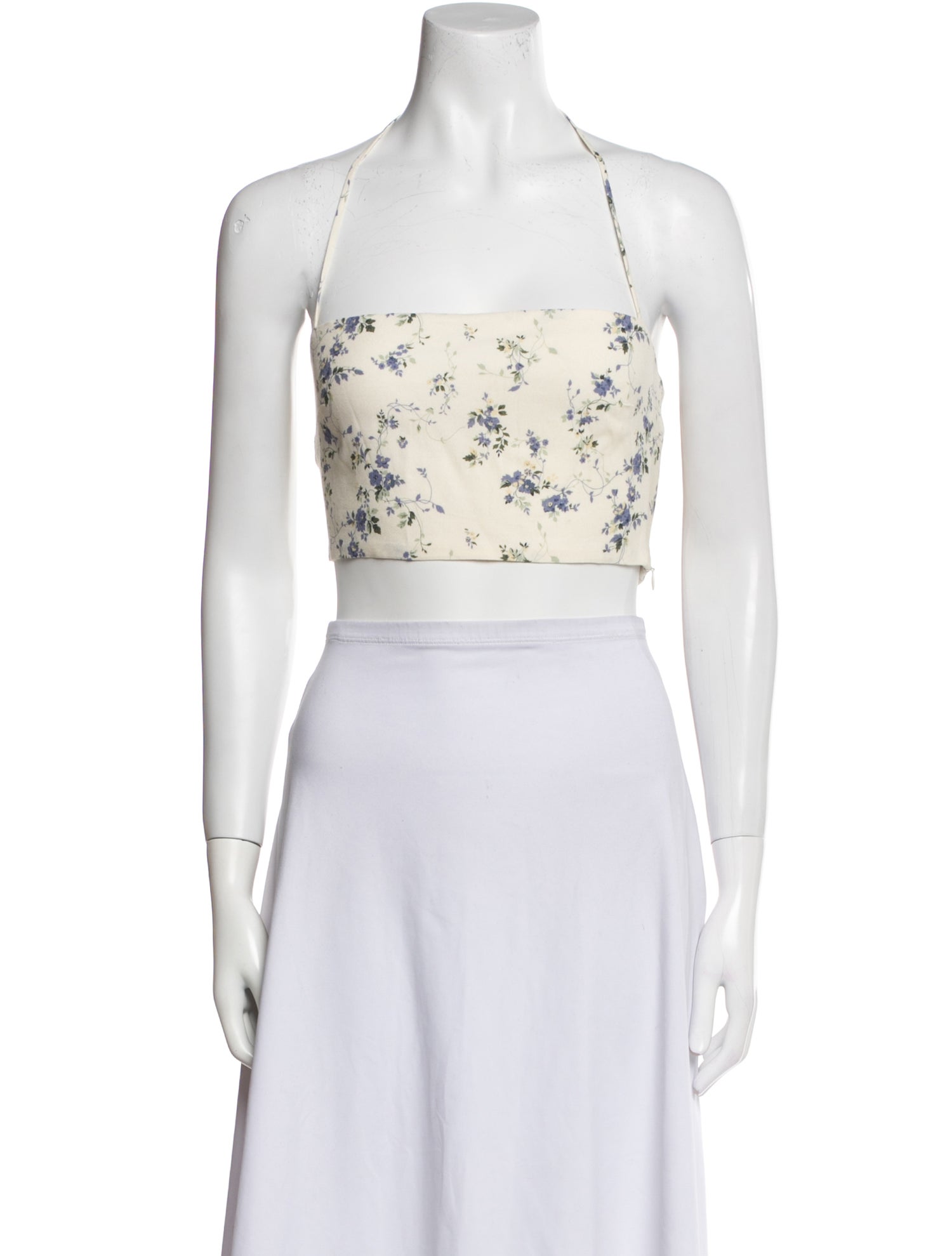 Reformation Floral Print Square Neckline Crop Top