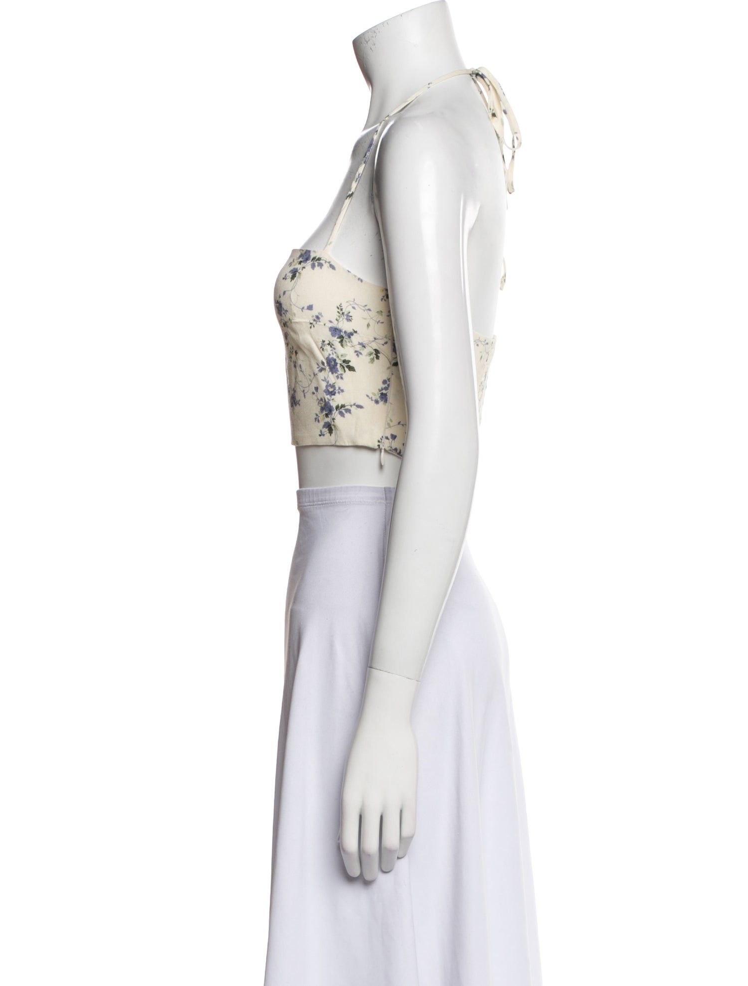 Reformation Floral Print Square Neckline Crop Top