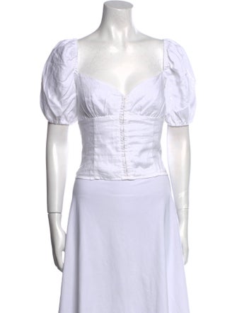 Reformation Linen Square Neckline Crop Top