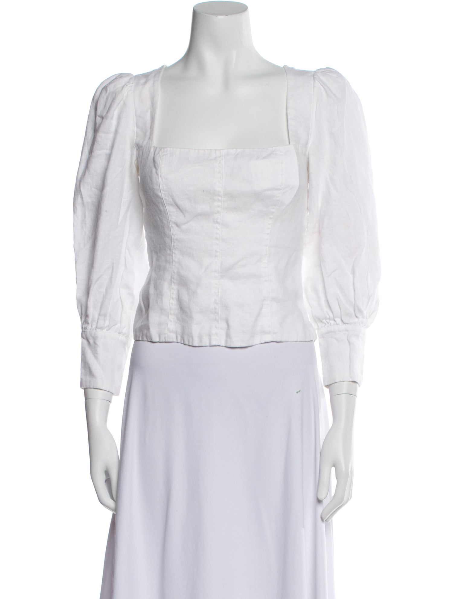 Reformation Square Neckline Three-Quarter Sleeve Crop Top