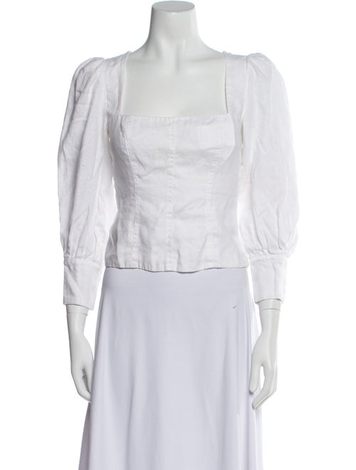 Reformation Square Neckline Three-Quarter Sleeve Crop Top