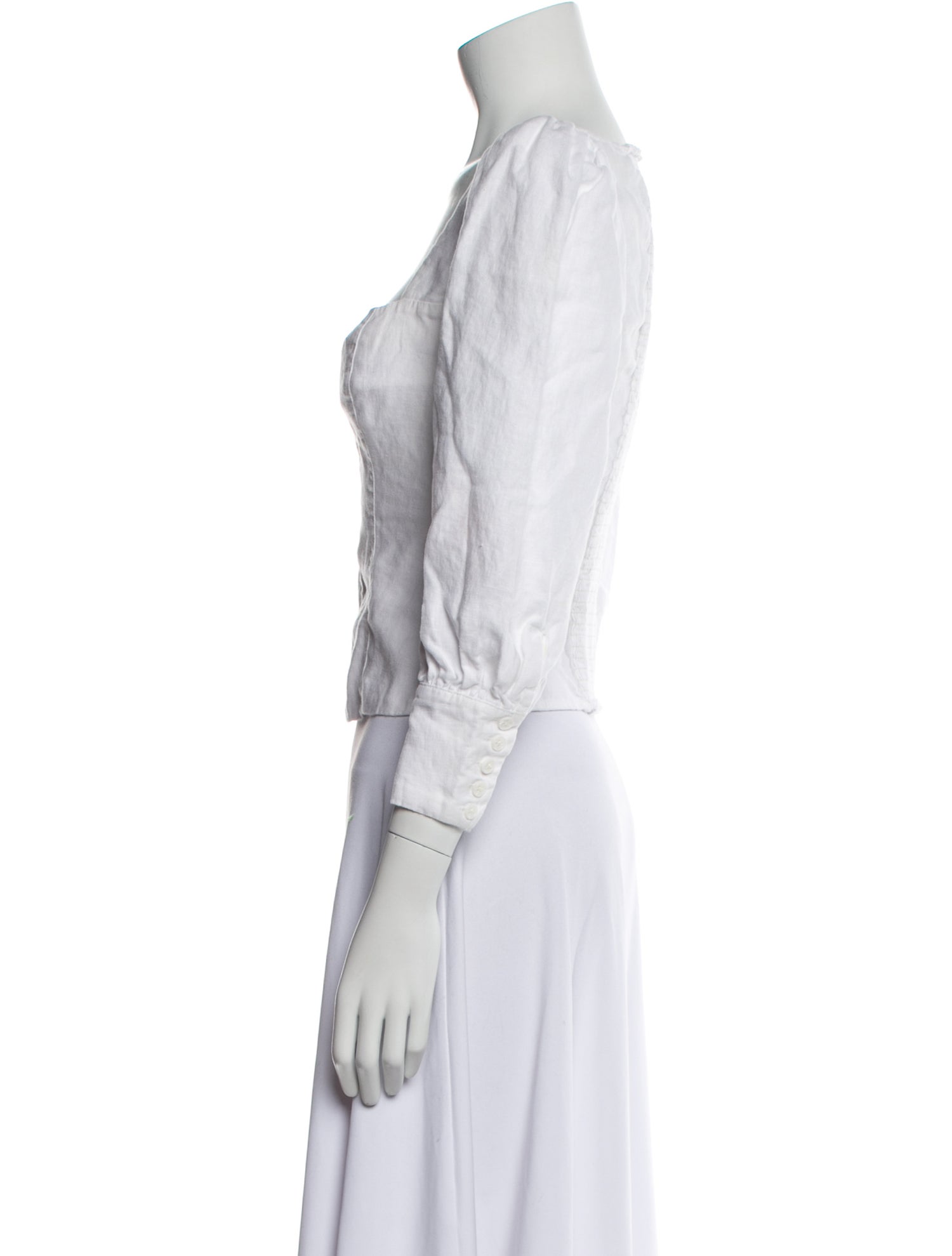 Reformation Square Neckline Three-Quarter Sleeve Crop Top