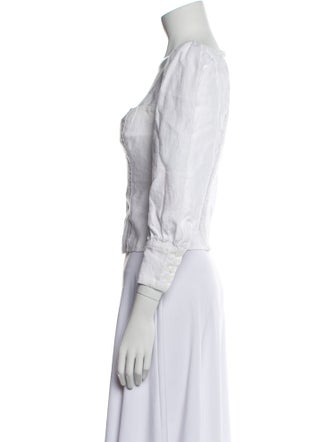 Reformation Square Neckline Three-Quarter Sleeve Crop Top