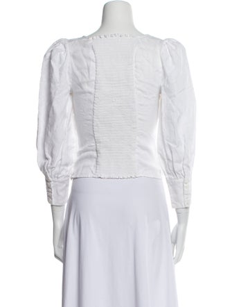 Reformation Square Neckline Three-Quarter Sleeve Crop Top