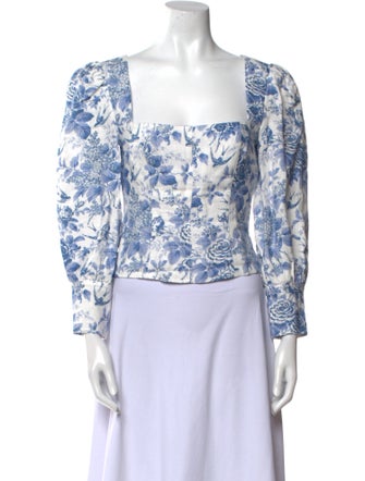 Reformation Linen Floral Print Crop Top