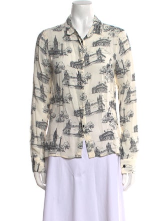 Reformation Printed Long Sleeve Button-Up Top