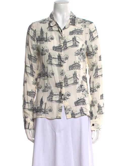 Reformation Printed Long Sleeve Button-Up Top