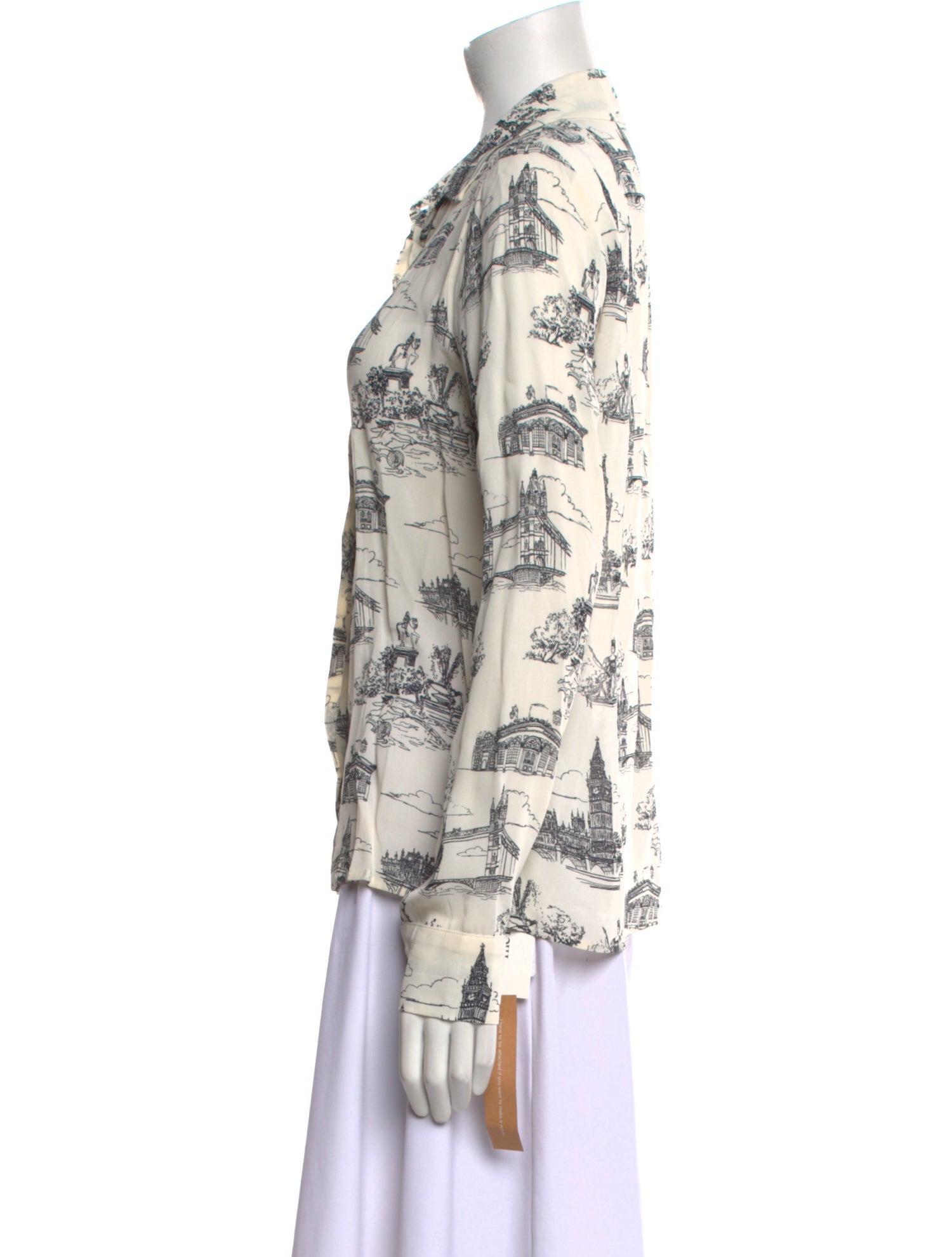 Reformation Printed Long Sleeve Button-Up Top