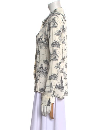 Reformation Printed Long Sleeve Button-Up Top