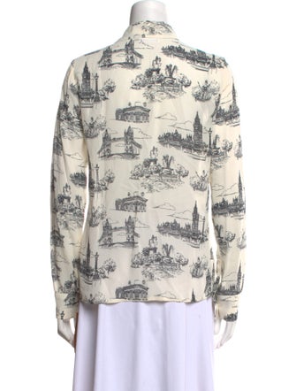 Reformation Printed Long Sleeve Button-Up Top
