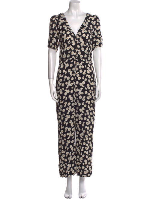 Reformation Floral Print V-Neck Jumpsuit