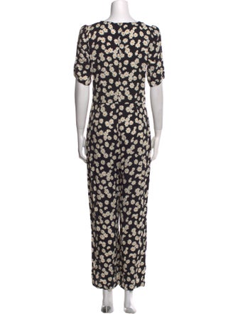 Reformation Floral Print V-Neck Jumpsuit
